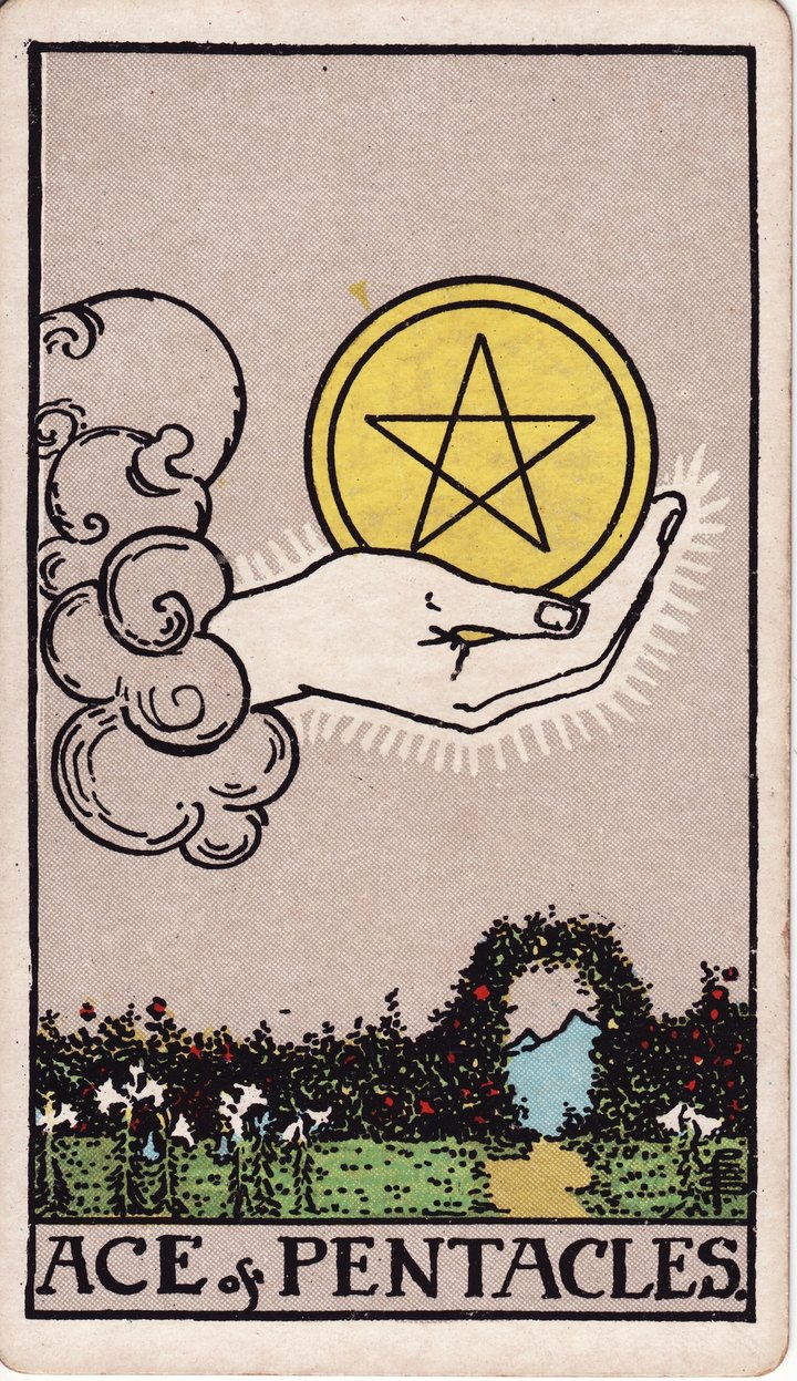 ペンタクルのエース（Ace of Pentacles）のカード図像
