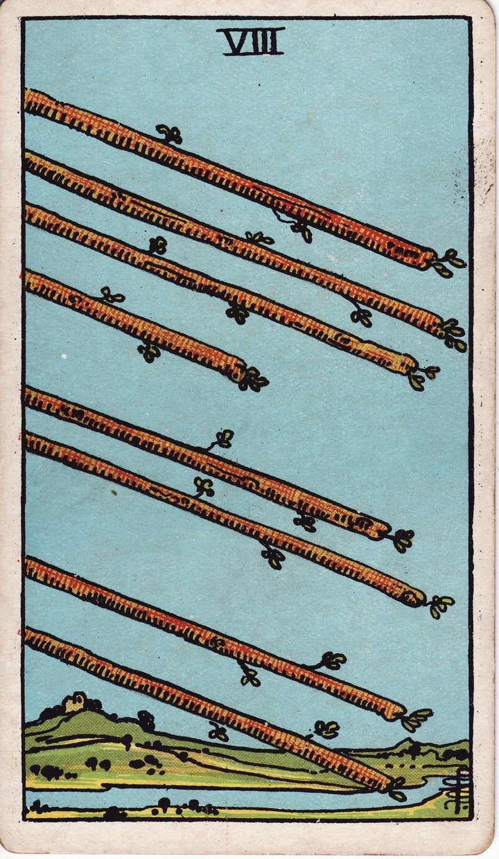 ワンドの8（Eight of Wands）のカード図像