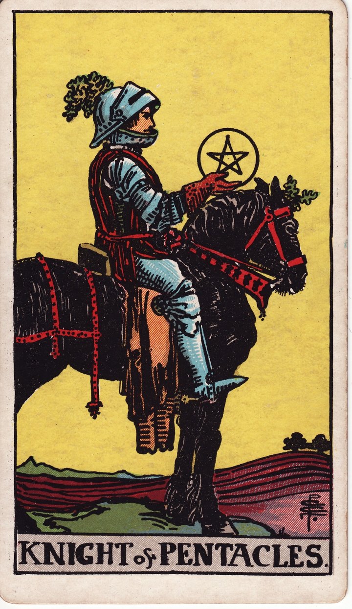 ペンタクルのナイト（Knight of Pentacles）のカード図像