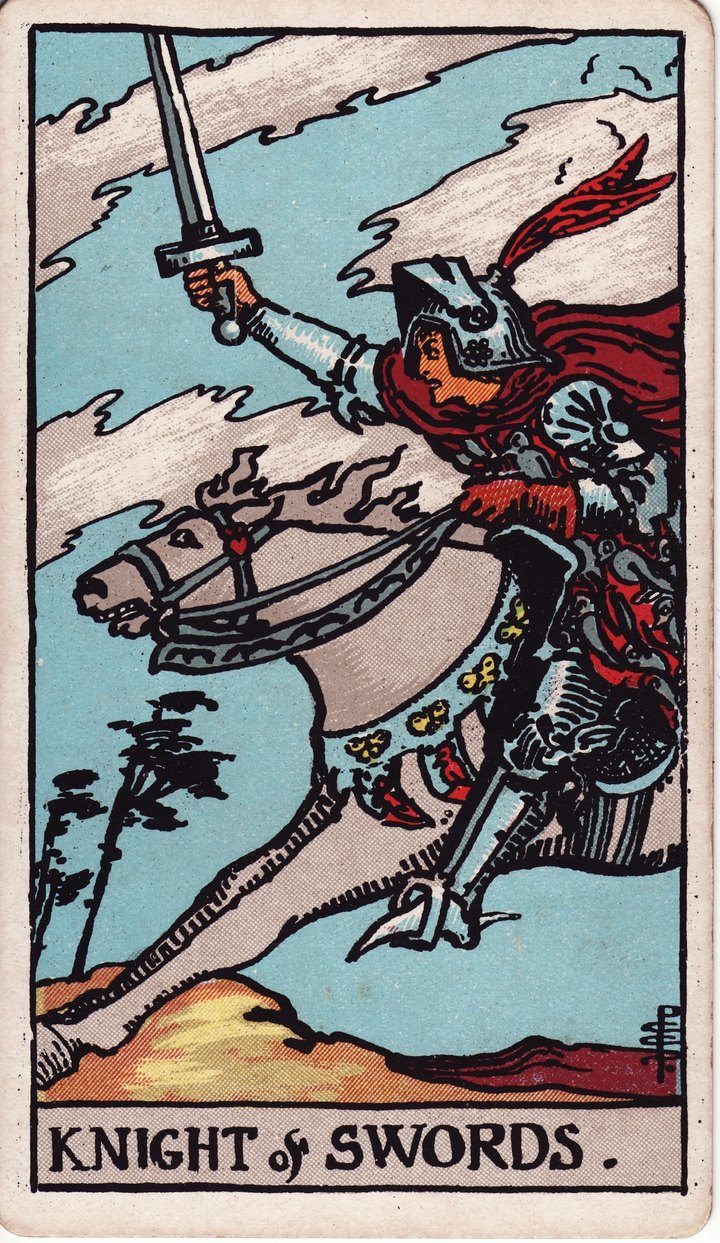 ソードのナイト（Knight of Swords）のカード図像