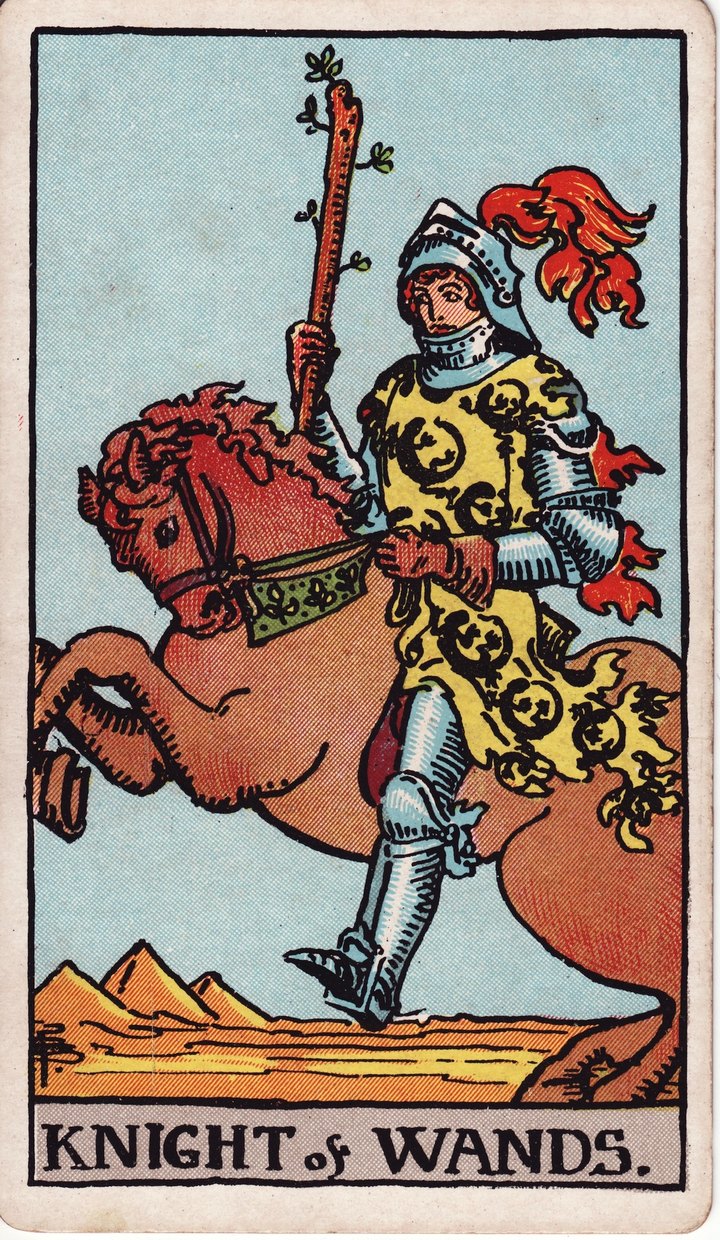 ワンドのナイト（Knight of Wands）のカード図像