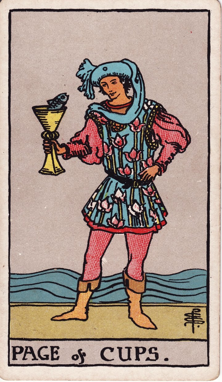 カップのペイジ（Page of Cups）のカード図像