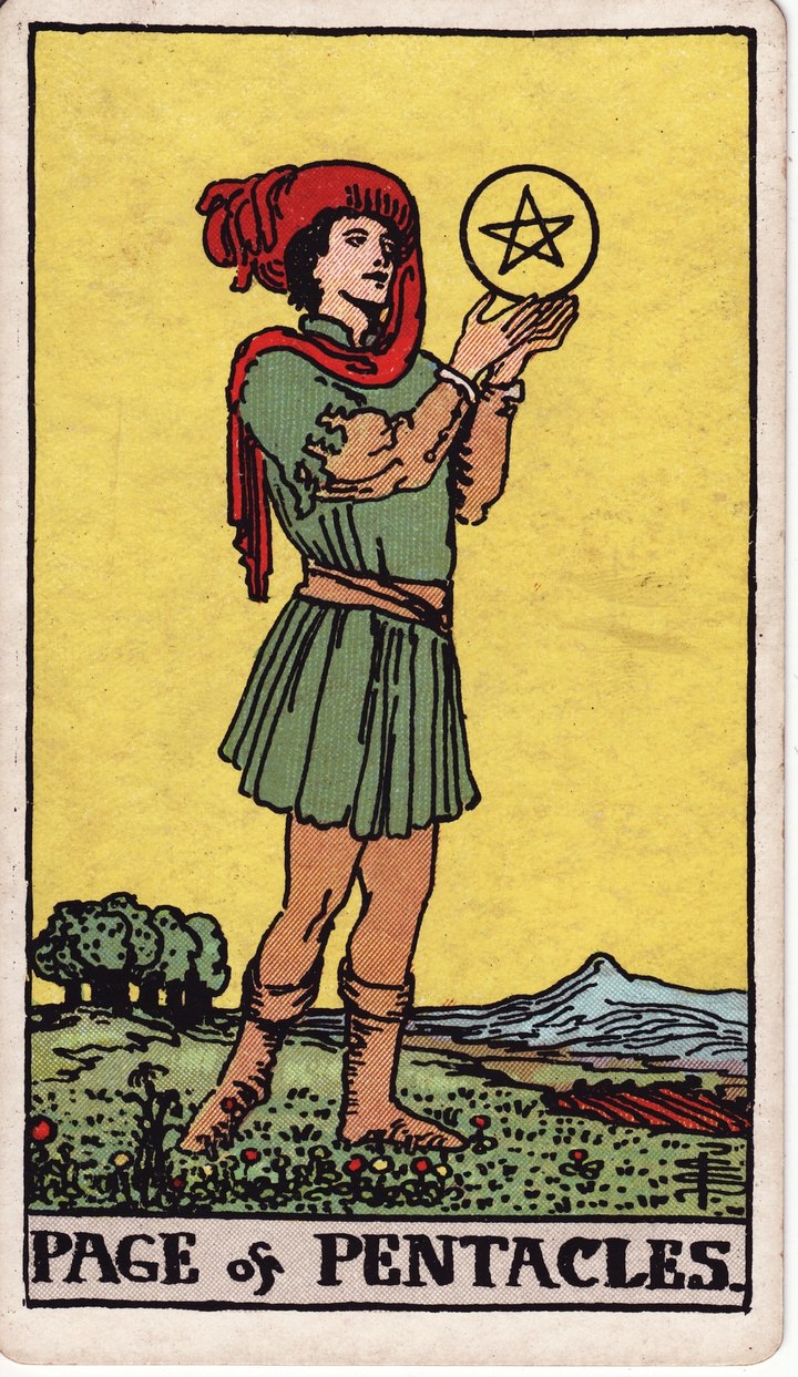 ペンタクルのペイジ（Page of Pentacles）のカード図像