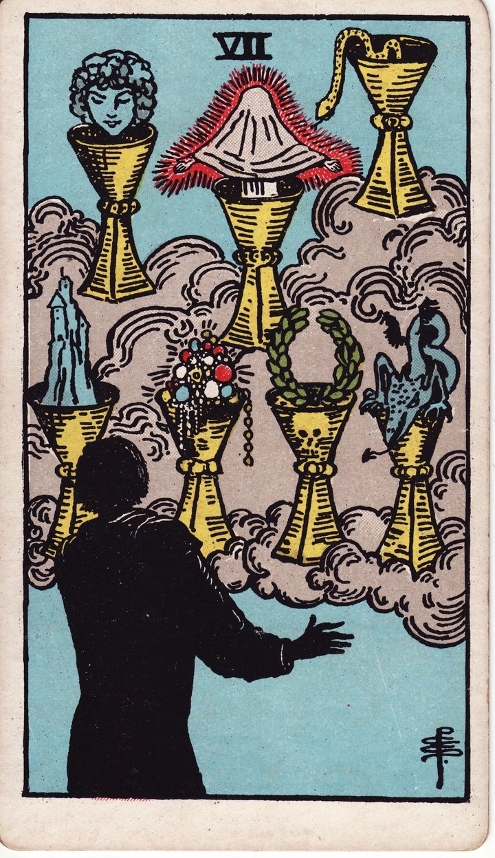 カップの7（Seven of Cups）のカード図像