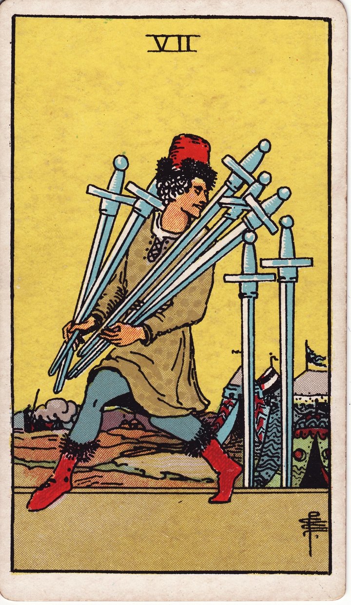 ソードの7（Seven of Swords）のカード図像