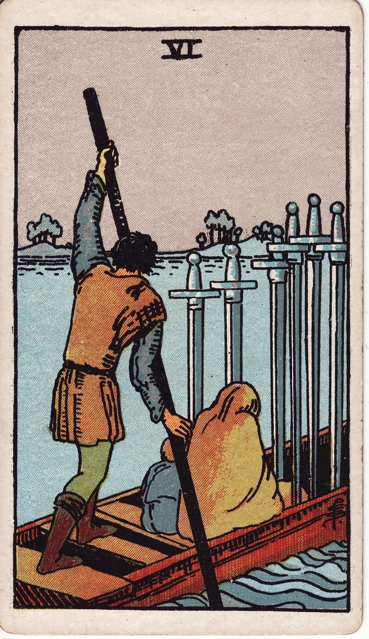 ソードの6（Six of Swords）のカード図像