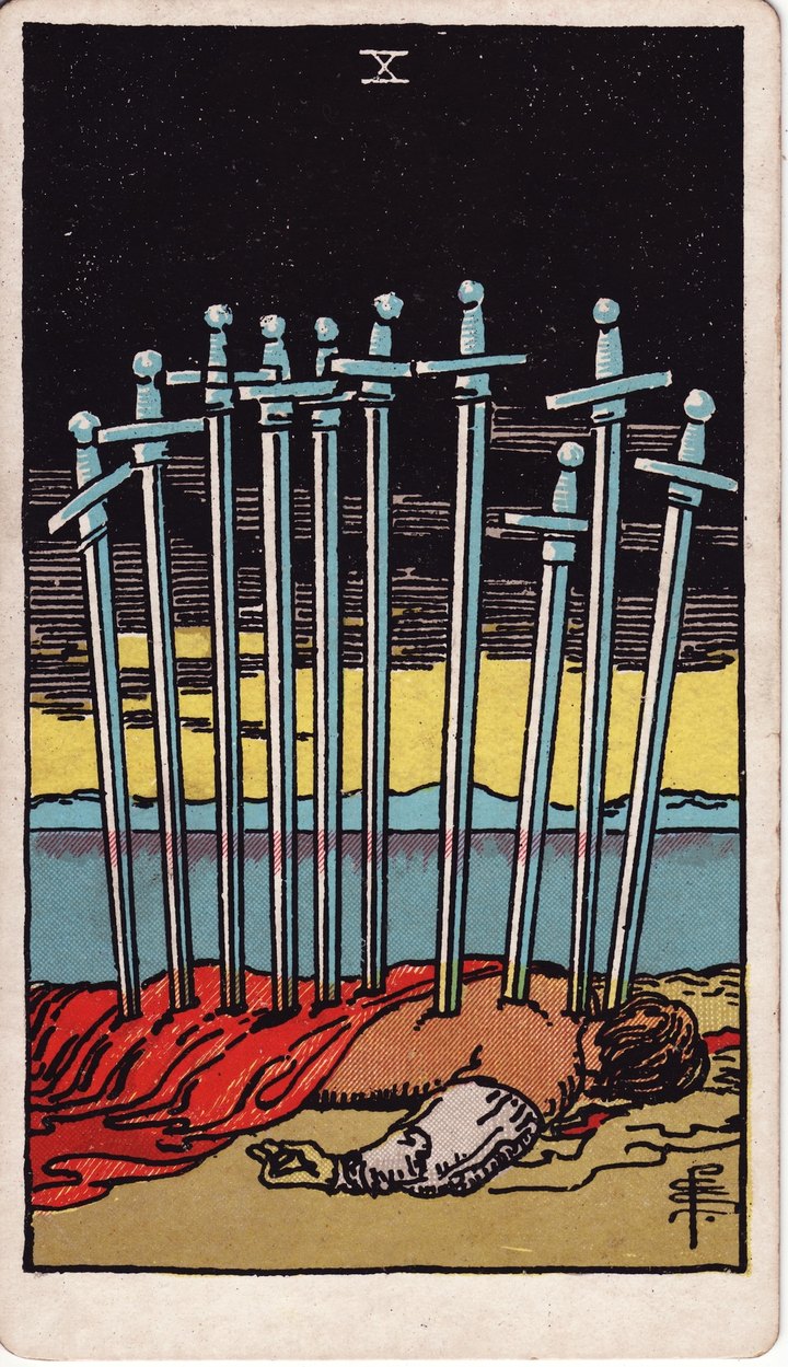ソードの10（Ten of Swords）のカード図像