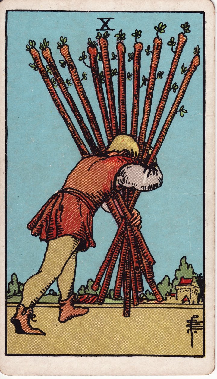 ワンドの10（Ten of Wands）のカード図像