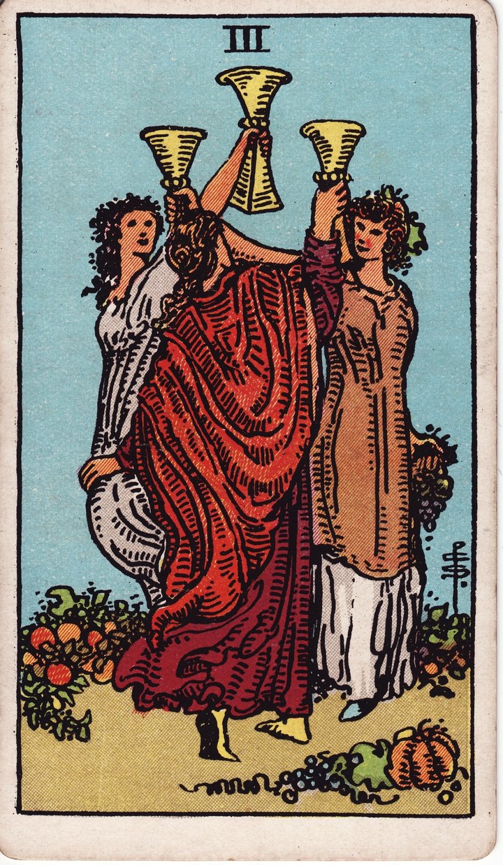カップの3（Three of Cups）のカード図像