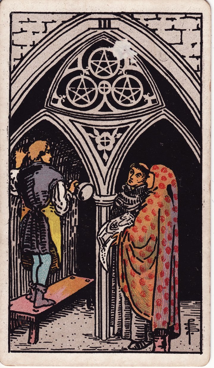 ペンタクルの3（Three of Pentacles）のカード図像