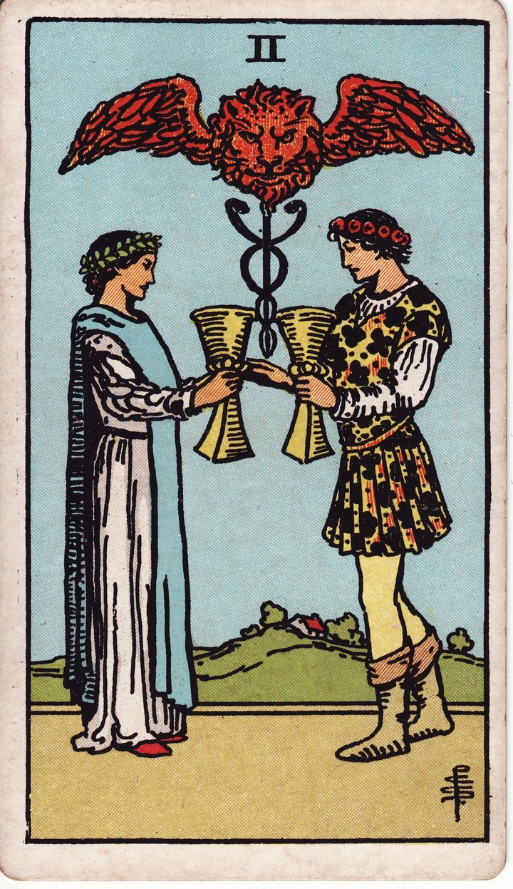 カップの2（Two of Cups）のカード図像