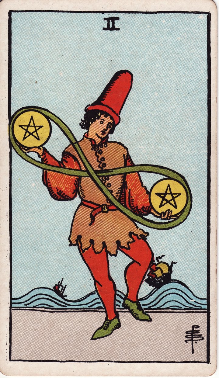 ペンタクルの2（Two of Pentacles）のカード図像